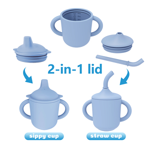 Juego de Alimentación de <span class=keywords><strong>Silicona</strong></span> Reutilizable 100% de Grado Alimenticio, Libre de BPA, Ecológico, para Bebés, Vaso Antiderrames, <span class=keywords><strong>Plato</strong></span>, Cuchara, Tenedor, <span class=keywords><strong>Plato</strong></span> con Succión para Niños - Product Image 2