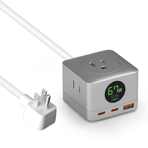 ホームオフィス用スマートパワーストリップ、3 <span class=keywords><strong>AC</strong></span>ソケット + 2C1A USB充電器 (実際のパワーメーター付き) 1250W 6コンセント延長コード - Product Image 1