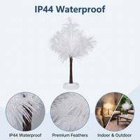 Lámpara de Mesa con Plumas de Avestruz Blancas, Lámpara Decorativa LED Impermeable IP44 para Dormitorio, Sala de Estar, Decoración del Hogar