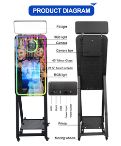 Vente directe usine – Nouvelle borne photo interactive 21,5 pouces avec écran tactile LCD, machine photobooth DSLR, miroir selfie pour fêtes et événements - Product Image 3