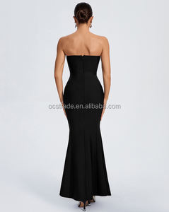 Robe de soirée noire Ocstrade, épaules dénudées, sans bretelles, perles, perles brodées, coupe trompette, bandage, robes de soirée élégantes <span class=keywords><strong>2024</strong></span> - Product Image 5