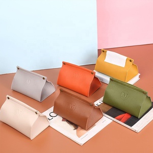 Amazon Hot Seller Modern Waterproof Faux Leather Car Tissue Box Pu Leather Tissue Box Cover