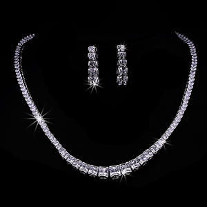 RAKOL SP096 Simple Design Square Zircon Crystal Rhinestone Chain Necklace Earrings Two <b>Sets</b> Women's <b>Jewelry</b> - Product Image 5