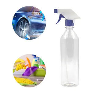 Garrafa de plástico vazia personalizada 500ml 16 oz, garrafas plásticas transparentes para soluções de limpeza