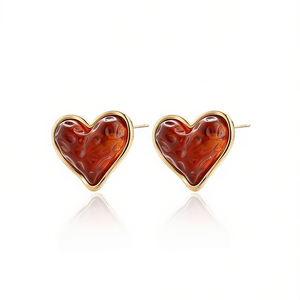 เอมี่ เอมี่ต่างหูรูปหัวใจ เคลือบทอง เรซิ่น เครื่องประดับแฟชั่นสตรี ของขวัญ สไตล์โรแมนติก - Product Image 1