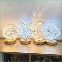 Lampe de nuit LED tactile à changement de couleur rechargeable en forme de lune et d'étoile en cristal 3D pour la décoration de chambre à coucher, cadeau de dropshipping