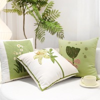 Rustikaler Amerikanischer Landhausstil Bestickter Kissenbezug Baumwolle Creme Quadratischer Kissenbezug Vintage Bauernhaus Sofa-Dekoration