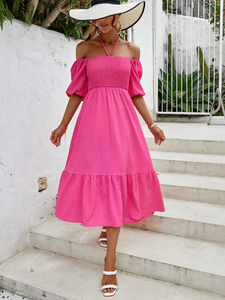 Vestido MIDI informal de verano con cuello cuadrado informal para mujer, vestido largo bohemio holgado a la moda para mujer, ropa para mujer - Product Image 3