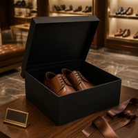 Große Schwarze Magnetische Umweltfreundliche Schuhbox mit Klappdeckel, Schleife, Matter Oberfläche und Prägung - Sofort Lieferbar, Großhandel, Direktvertrieb
