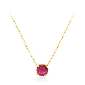Collar con colgante de circonita roja tallada redonda en plata de ley S925, versión cobre personalizable - Un regalo romántico para mujeres - Product Image 1