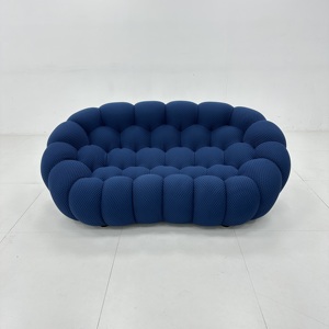 Divano Sezionale di Lusso Personalizzato Blu Navy in Schiuma Sagomata a Rete, Set Divano a Due Posti per Soggiorno Moderno - Product Image 1