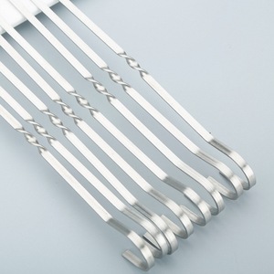 10 unids/pack plano de acero inoxidable ancho reutilizable barbacoa Shish Kabob pinchos palos juego de pinchos de Metal <span class=keywords><strong>Kebab</strong></span> - Product Image 2