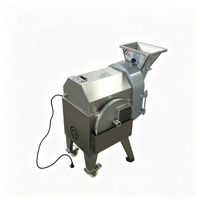 Hoge snelheid commerciële elektrische groente snijmachine voor appels, wortelen, aardappelen, uien, korrels, plakjes en blokjes.
