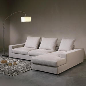 Sofá en forma de L de diseño atmosférico y sencillo, sofá suave para sala de estar, sofá cómodo de color gris claro con reposabrazos - Product Image 1