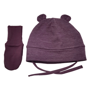 Ensemble <span class=keywords><strong>bonnet</strong></span> et moufles pour bébé et enfant en <span class=keywords><strong>laine</strong></span> mérinos 100% avec logo personnalisé, chaud pour l'hiver - Product Image 1