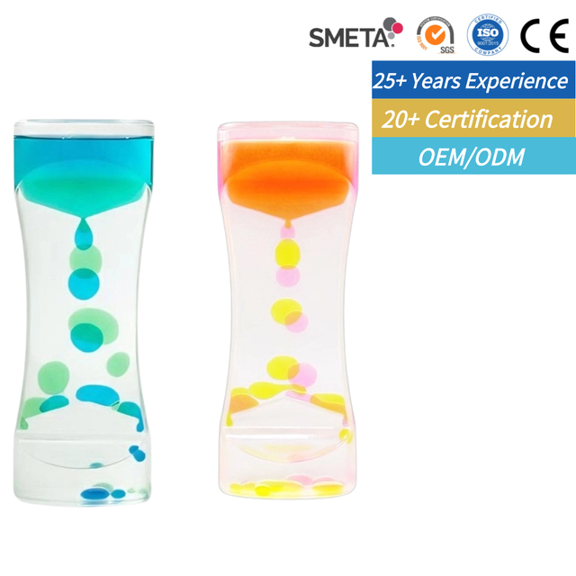 Custom Service Colorful Liquid Motion Timer Floating Acrylic Oil Water Drops Drip Toys Visual Oil Liquid Hourglass Sand Timer