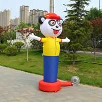 Mascotte géante de panda agitant le bras en tissu Oxford, personnage de dessin animé gonflable pour la publicité et la promotion d'événements commerciaux en centre commercial