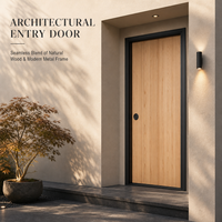Porte d'entrée en acier à grain de bois, finition par transfert thermique, étanche, anti-effraction, porte de sécurité en acier pour maison et appartement