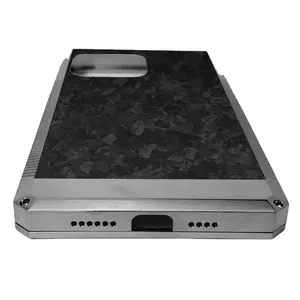 For Iphone15 Pro Max Black Gold Rigid Carbon Fiber Accept Customization Logo 2 In 1 Carbon Fiber Phone Case