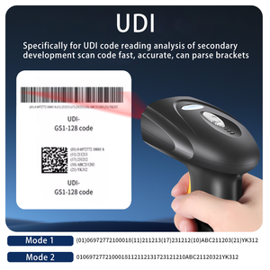 Escáner de código de barras EVAWGIB UDI portátil 1D y 2D con cable <span class=keywords><strong>USB</strong></span>, 2,4G inalámbrico, lector de código de barras QR de diente azul - Product Image 3