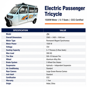 Triciclo Eléctrico Cerrado para Todo Clima, Auto Rickshaw de Pasajeros con 4 Puertas, Cabina Cerrada, <span class=keywords><strong>Taxi</strong></span> Eléctrico de 3 Ruedas para Transporte Urbano - Product Image 5