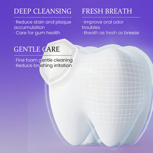 Mousse nettoyante pour les dents blanchissante violette KORMESI 60 ml, marque privée, OEM personnalisé, ingrédients doux, correction de la mousse dentaire - Product Image 2