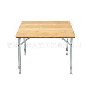 โต๊ะพับกลางแจ้ง 100x65x65 ซม. แบบพกพาปรับความสูงได้ โต๊ะปิกนิกแคมป์ปิ้งทรงสี่เหลี่ยม สีไม้ธรรมชาติ - Product Image 3