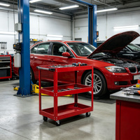 Chariot à outils professionnel robuste rouge OEM avec 3 étagères épaisses et roues en caoutchouc verrouillables – Direct Usine