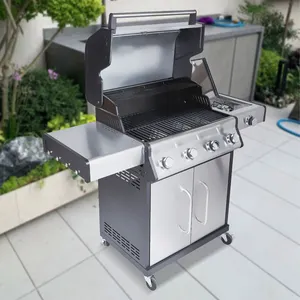 Bbq Buiten Rookloze Grill Full Roestvrij Tuin Bbq Gas Grill Bbq Machine Met Trolley Voor Feest