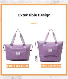 Sac à main pour femmes de grande capacité en gros, sac de voyage pliable pour femmes, sac fourre-tout en tissu Oxford imperméable - Product Image 6