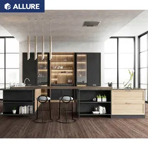 Allure Gói Phẳng Đúc Sẵn Hoàn Chỉnh Không Thấm Nước Kim Loại Mô Hình Mới Hiện Đại Bộ Tủ Bếp Quảng Đông Bán Tại Lahore