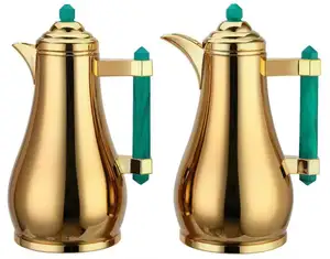 阿拉伯邦泽风格真空茶壶套装1000毫升塑料外壳玻璃内阿拉伯达拉热咖啡壶套装