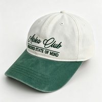 Cappellino da Baseball in Cotone Lavato Bicolore con Ricamo Cursivo e Fibbia Metallica Vintage Regolabile
