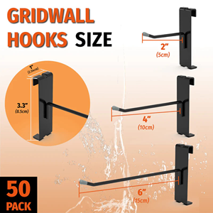 Skin Gridwall 6 Inch 50PC Industrial Black Heavy Duty <b>Display</b> <b>Hook</b> Easy Install Durable 20lbs Capacity Gridwall Storage <b>Hook</b> OEM - Product Image 6