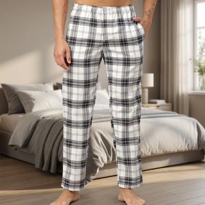 <b>Men's</b> 100% Cotton Flannel Sweatpants Jogging Pants Custom <b>Lounge</b> Wear Lightweight Mid Waist Casual Trousers Breathable - Product Image 3