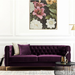 Canapé Chesterfield 2 places en <span class=keywords><strong>velours</strong></span> <span class=keywords><strong>bleu</strong></span> marine avec cadre en bois et pieds dorés - Product Image 2