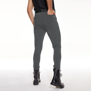 Nuovo colore grigio ginocchio Silicone cavaliere Riders equitazione pantaloni cerniera bottone alto elastico Mens pantaloni equestri abbigliamento - Product Image 3