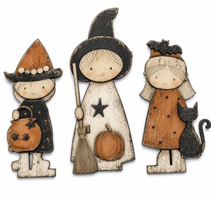 Decorazioni di Halloween Personalizzate, Simpatiche <span class=keywords><strong>Streghe</strong></span> di Halloween con Supporti, Include le <span class=keywords><strong>3</strong></span> <span class=keywords><strong>Streghe</strong></span>. Kit fai da te (NON VERNICIATO NON ASSEMBLATO). - Product Image 3
