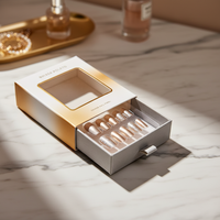 Boîte d'emballage de luxe personnalisée avec logo, style tiroir, pour faux ongles, avec fenêtre transparente, boîte tendance pour cils, vente en gros usine
