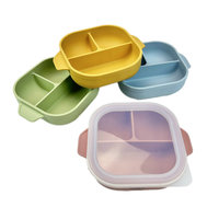 Kit de vaisselle pour bébé sans BPA, ensemble de vaisselle en silicone pour nourrissons, assiette à ventouse, bavoir imperméable, bol, tasse, cuillère, fourchette, tapis d'alimentation pour bébé