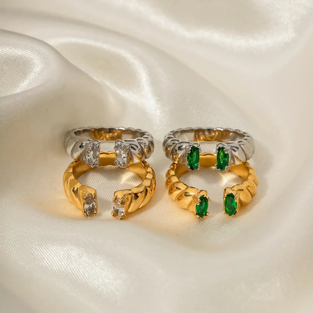 Cincin Perhiasan Fashion Anti noda, cincin baja tahan karat, aksesori perhiasan desainer modis