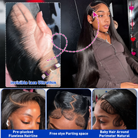 Perruques en cheveux humains vietnamiens 13x6 HD 40 pouces, densité 220% 250%, perruque complète en dentelle frontale, perruques sans colle en dentelle frontale HD en cheveux humains indiens