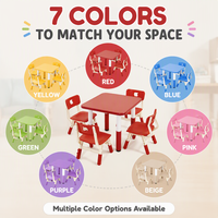 Ensemble de table d'étude moderne pour enfants et 4 chaises, bureau d'apprentissage en plastique pour la maison, la crèche et la maternelle