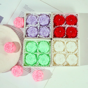Juego de 4 Velas Aromáticas en Caja, Peonía y Rosa, Recuerdos de Boda, Regalo de Aniversario, Decoración, Velas Aromáticas de Cera de Soja con Forma de Flor - Product Image 4