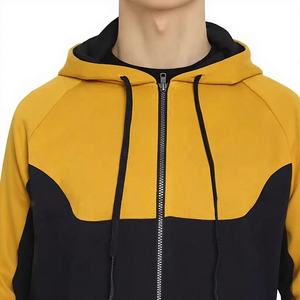 Survêtement d'automne respirant pour homme, jaune et noir, imprimé avec strass, sweat à capuche zippé, design à panneaux ondulés, pantalon de jogging à rayures latérales, vêtements de sport - Product Image 1
