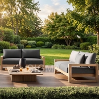 Ensemble de canapés d'extérieur en teck massif de qualité supérieure, résistant aux intempéries, pour balcon et terrasse