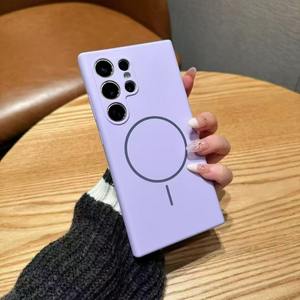 Funda de teléfono suave magnética con sensación de piel de silicona líquida para <span class=keywords><strong>Samsung</strong></span> S25 ultra 24 <span class=keywords><strong>23</strong></span> 22 fundas de teléfono lisas a prueba de golpes - Product Image 3