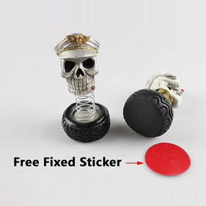 <b>Skull</b> Car Ornament Resin Automatic Swinging <b>Decorative</b> Dashboard Accessory Military Cap Design - Product Image 3