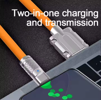 Kabel silikon cair USB tipe-c, 120W USB tipe-c 480Mbps 2m konektor Aloi seng indikator LED cepat 5A pengisian kepang pelindung PVC 1m 2m