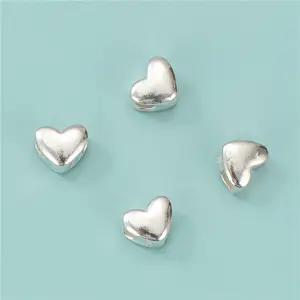 Perles entretoises personnalisées en <span class=keywords><strong>argent</strong></span> sterling 925 en forme de cœur pour la fabrication de bracelets en corde tressée - Product Image 1